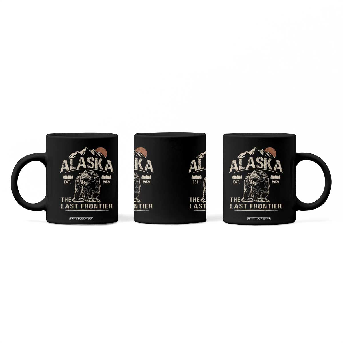 Bear Alaska The Last Frontier Coffee Mug Vintage Alaska Camping Hiking Mountain TS10 Print Your Wear