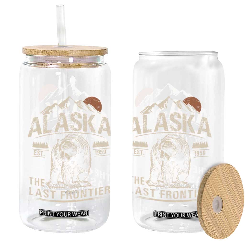 Bear Alaska The Last Frontier Glass Can Vintage Alaska Camping Hiking Mountain TS10 Print Your Wear