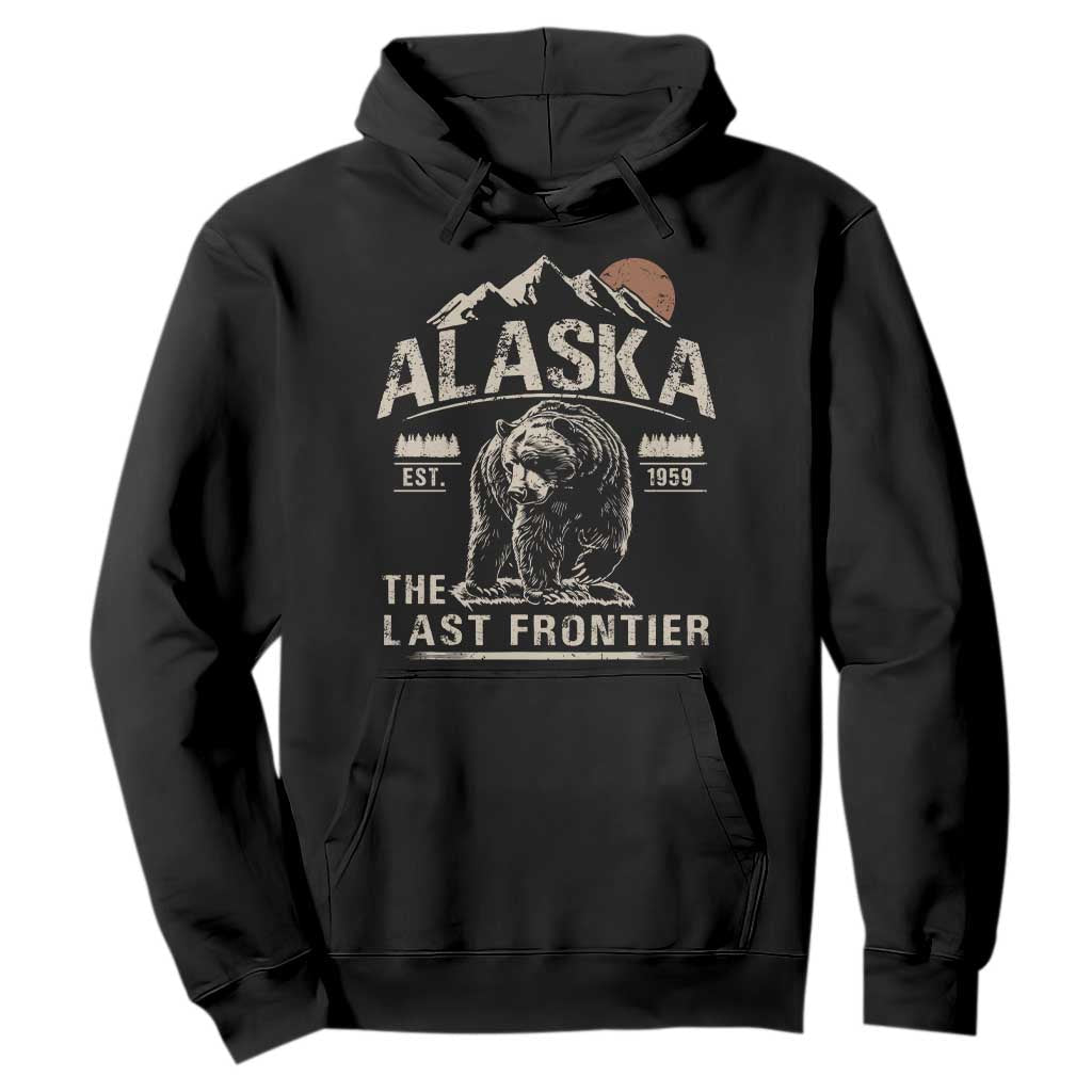 Bear Alaska The Last Frontier Hoodie Vintage Alaska Camping Hiking Mountain TS10 Black Print Your Wear