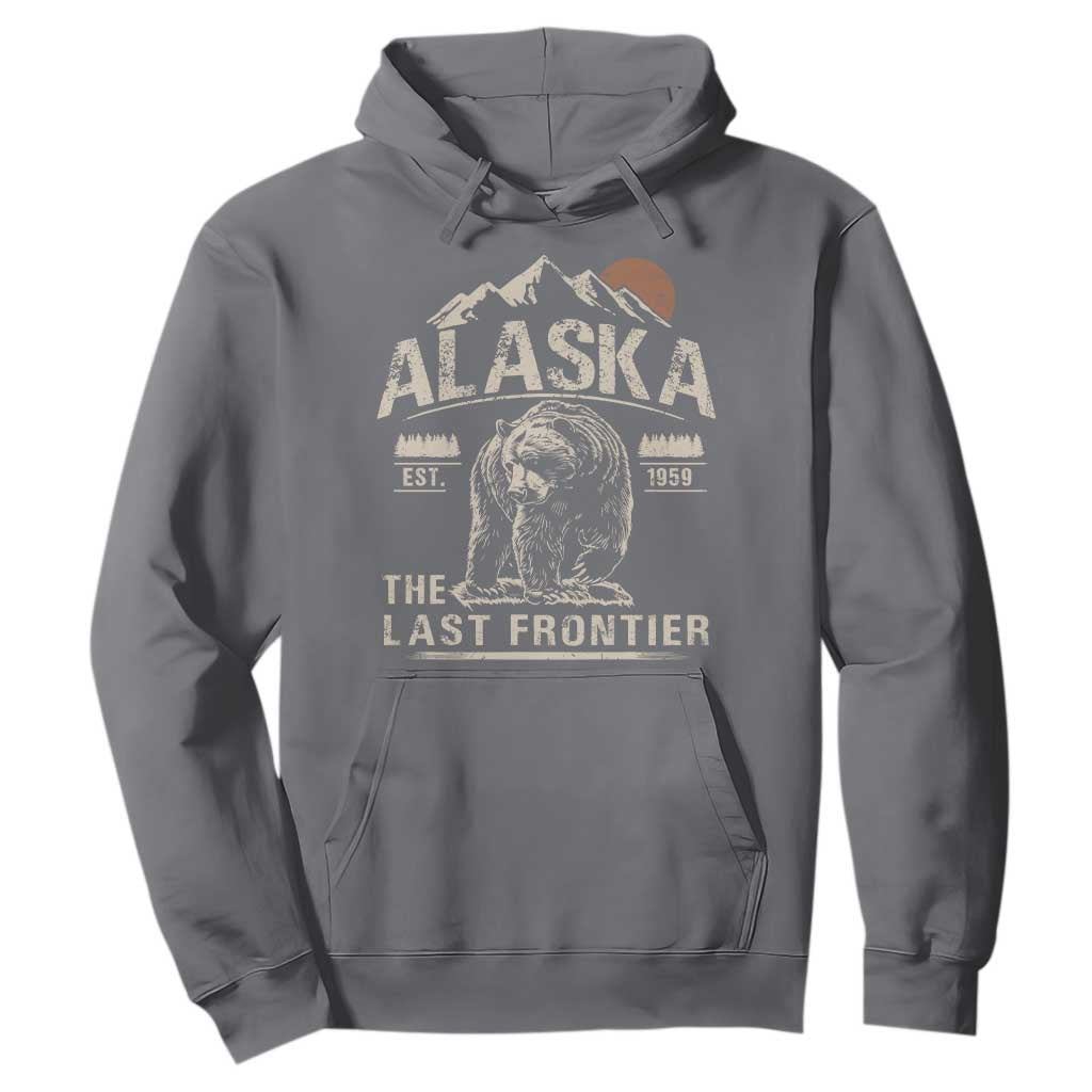 Bear Alaska The Last Frontier Hoodie Vintage Alaska Camping Hiking Mountain TS10 Charcoal Print Your Wear