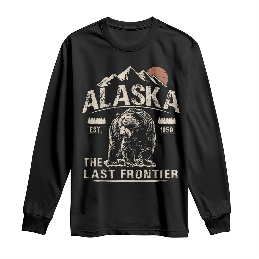 Bear Alaska The Last Frontier Long Sleeve Shirt Vintage Alaska Camping Hiking Mountain TS10 Black Print Your Wear