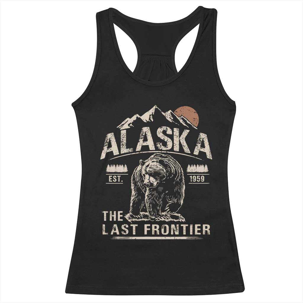 Bear Alaska The Last Frontier Racerback Tank Top Vintage Alaska Camping Hiking Mountain TS10 Black Print Your Wear