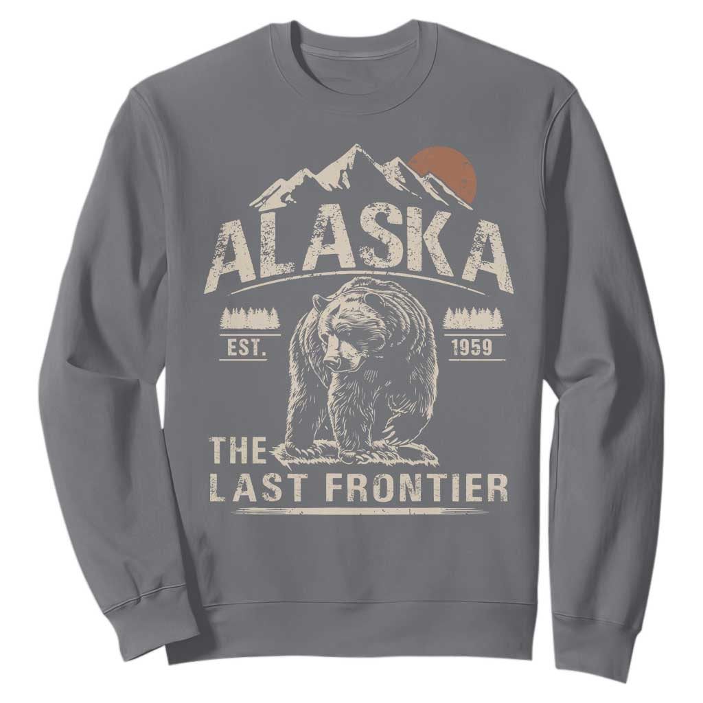 Bear Alaska The Last Frontier Sweatshirt Vintage Alaska Camping Hiking Mountain TS10 Charcoal Print Your Wear