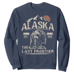 Bear Alaska The Last Frontier Sweatshirt Vintage Alaska Camping Hiking Mountain TS10 Navy Print Your Wear