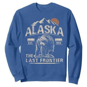 Bear Alaska The Last Frontier Sweatshirt Vintage Alaska Camping Hiking Mountain TS10 Royal Blue Print Your Wear