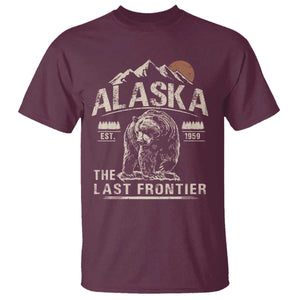 Bear Alaska The Last Frontier T Shirt Vintage Alaska Camping Hiking Mountain TS10 Maroon Print Your Wear