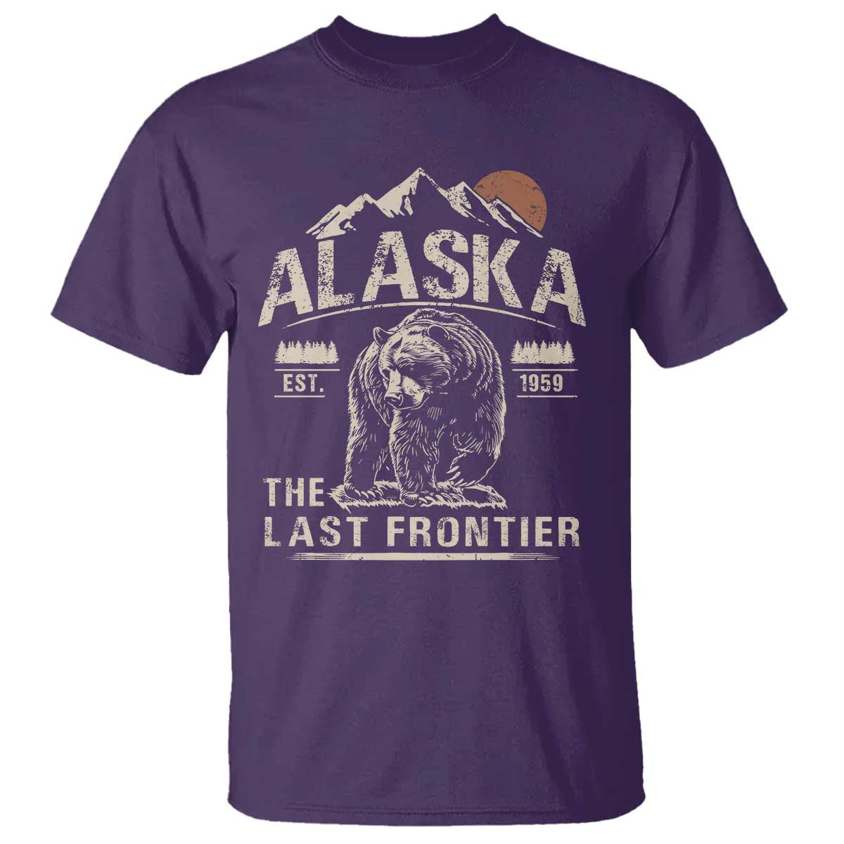 Bear Alaska The Last Frontier T Shirt Vintage Alaska Camping Hiking Mountain TS10 Purple Print Your Wear