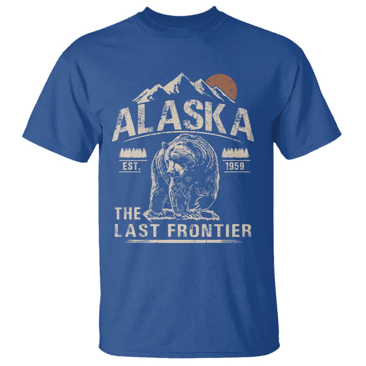 Bear Alaska The Last Frontier T Shirt Vintage Alaska Camping Hiking Mountain TS10 Royal Blue Print Your Wear