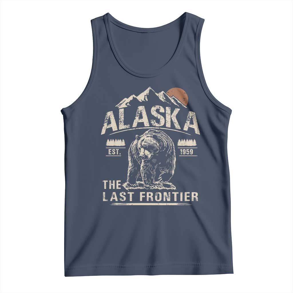 Bear Alaska The Last Frontier Tank Top Vintage Alaska Camping Hiking Mountain TS10 Navy Print Your Wear