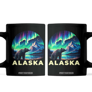 Bear Alaska Coffee Mug Alaskan Night Sky Northern Lights Aurora TS10 Black Print Your Wear