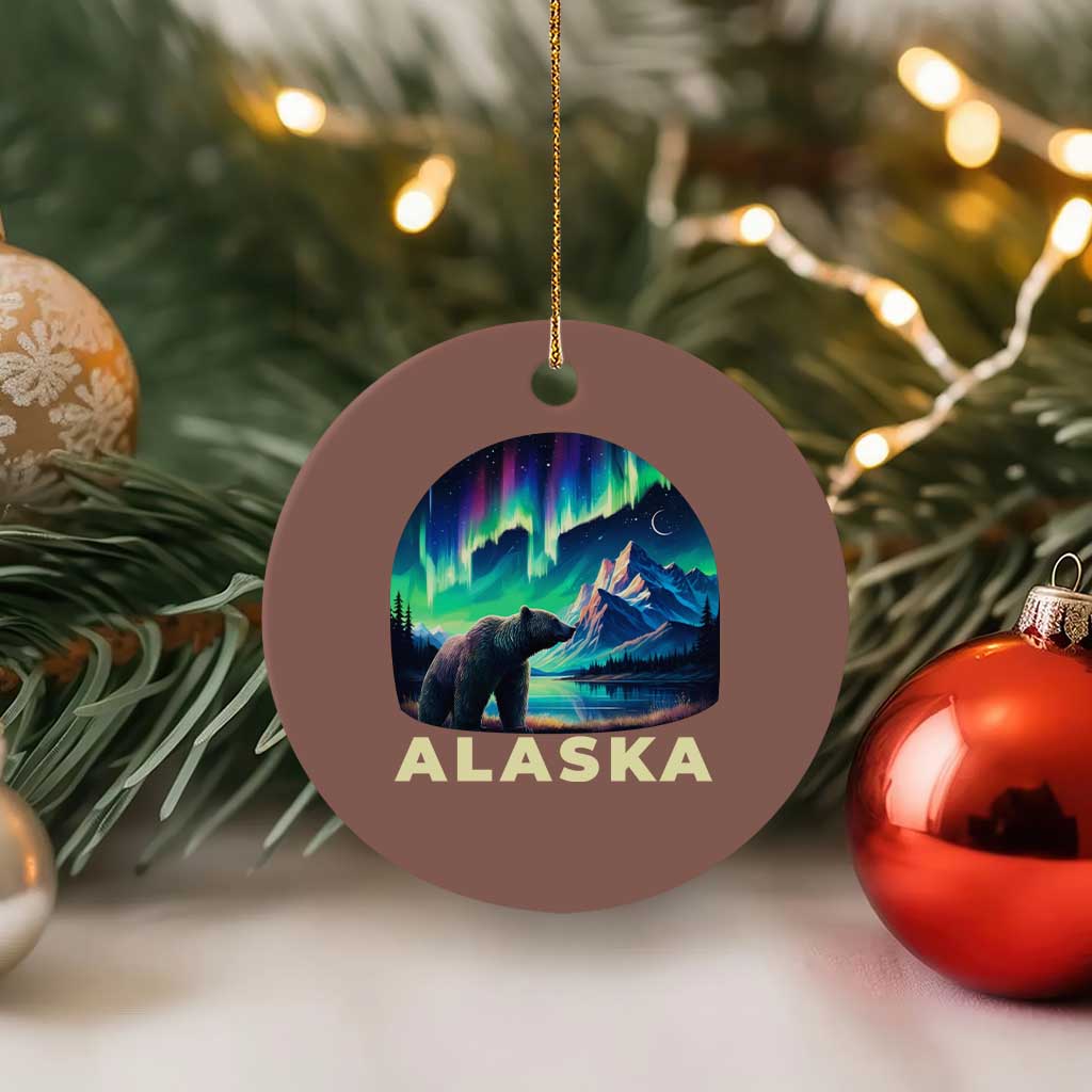 Bear Alaska Ceramic Ornament Alaskan Night Sky Northern Lights Aurora TS10 1pc Mocha Print Your Wear