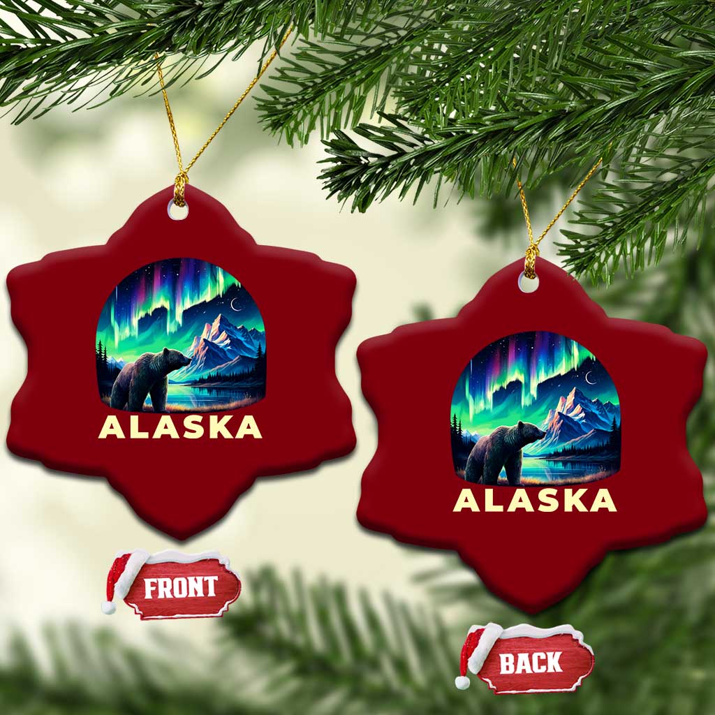 Bear Alaska Ceramic Ornament Alaskan Night Sky Northern Lights Aurora TS10 Print Your Wear
