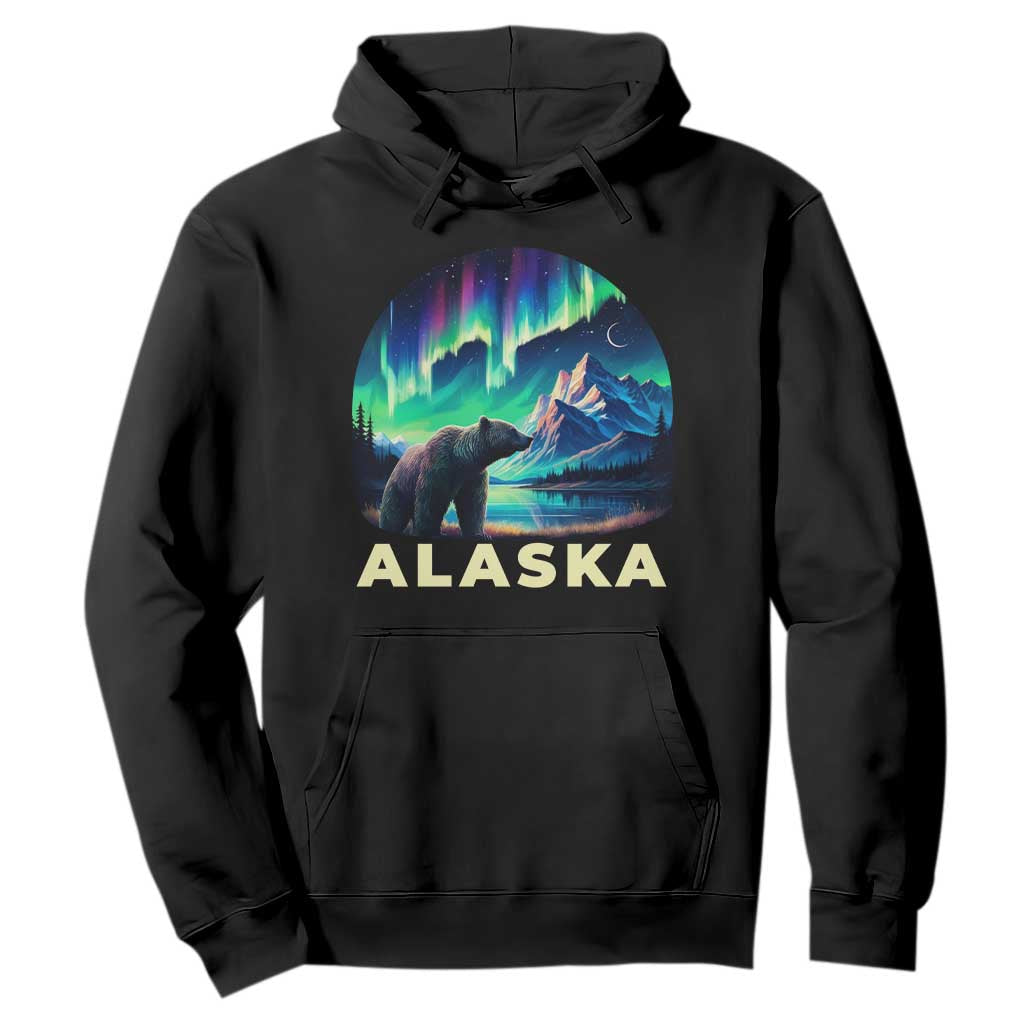 Bear Alaska Hoodie Alaskan Night Sky Northern Lights Aurora TS10 Black Print Your Wear