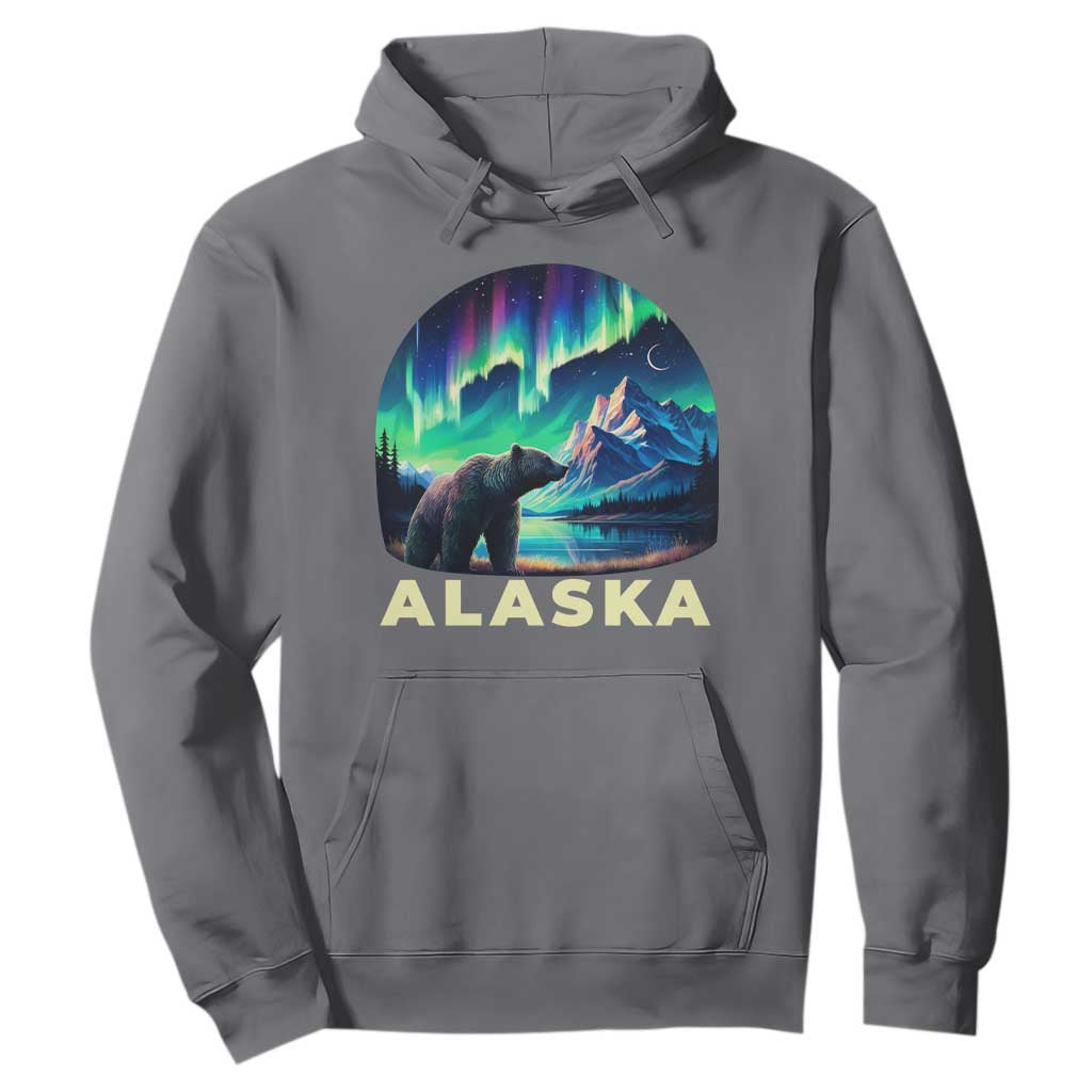 Bear Alaska Hoodie Alaskan Night Sky Northern Lights Aurora TS10 Charcoal Print Your Wear