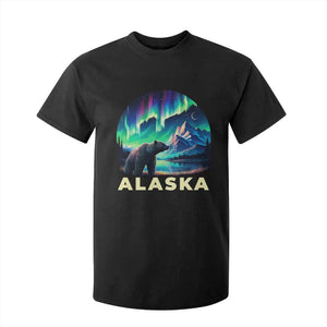 Bear Alaska T Shirt For Kid Alaskan Night Sky Northern Lights Aurora TS10 Black Print Your Wear