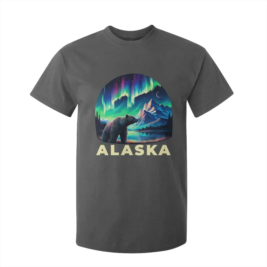 Bear Alaska T Shirt For Kid Alaskan Night Sky Northern Lights Aurora TS10 Dark Heather Print Your Wear