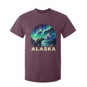 Bear Alaska T Shirt For Kid Alaskan Night Sky Northern Lights Aurora TS10 Maroon Print Your Wear