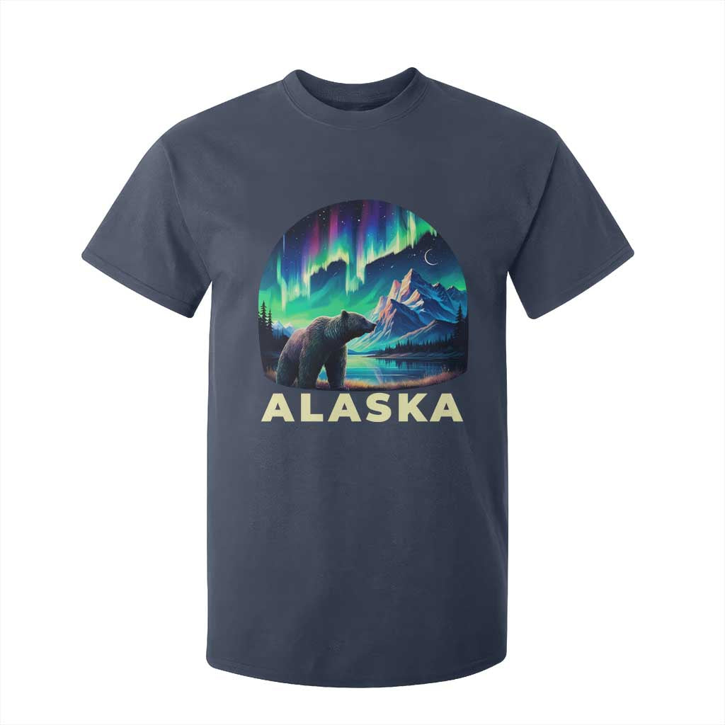 Bear Alaska T Shirt For Kid Alaskan Night Sky Northern Lights Aurora TS10 Navy Print Your Wear