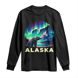 Bear Alaska Long Sleeve Shirt Alaskan Night Sky Northern Lights Aurora TS10 Black Print Your Wear