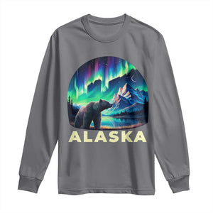 Bear Alaska Long Sleeve Shirt Alaskan Night Sky Northern Lights Aurora TS10 Charcoal Print Your Wear