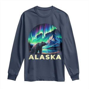 Bear Alaska Long Sleeve Shirt Alaskan Night Sky Northern Lights Aurora TS10 Navy Print Your Wear