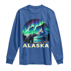 Bear Alaska Long Sleeve Shirt Alaskan Night Sky Northern Lights Aurora TS10 Royal Blue Print Your Wear