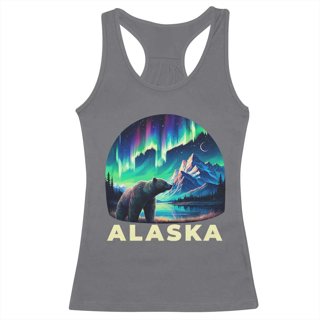 Bear Alaska Racerback Tank Top Alaskan Night Sky Northern Lights Aurora TS10 Charcoal Print Your Wear