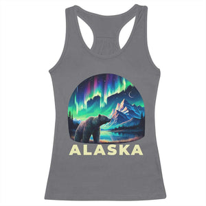 Bear Alaska Racerback Tank Top Alaskan Night Sky Northern Lights Aurora TS10 Charcoal Print Your Wear