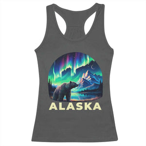 Bear Alaska Racerback Tank Top Alaskan Night Sky Northern Lights Aurora TS10 Dark Heather Print Your Wear