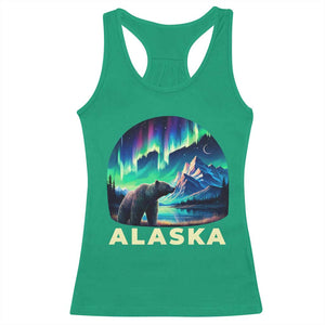 Bear Alaska Racerback Tank Top Alaskan Night Sky Northern Lights Aurora TS10 Irish Green Print Your Wear