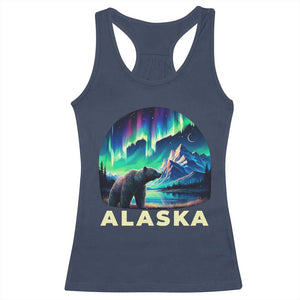 Bear Alaska Racerback Tank Top Alaskan Night Sky Northern Lights Aurora TS10 Navy Print Your Wear