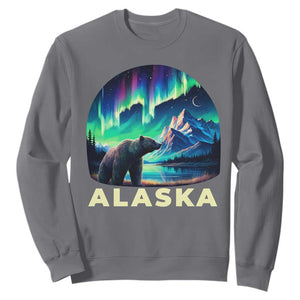 Bear Alaska Sweatshirt Alaskan Night Sky Northern Lights Aurora TS10 Charcoal Print Your Wear