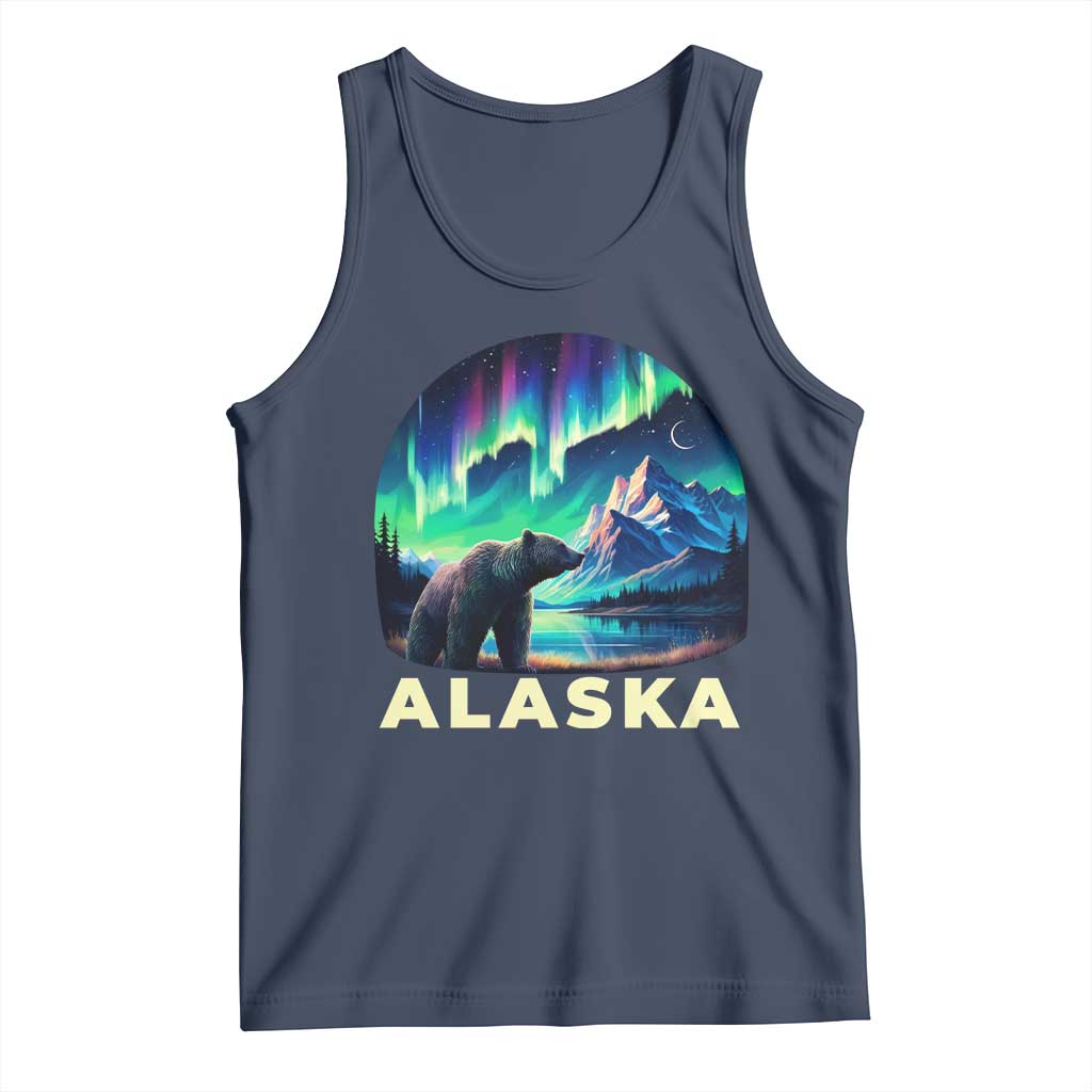 Bear Alaska Tank Top Alaskan Night Sky Northern Lights Aurora TS10 Navy Print Your Wear
