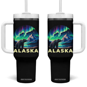 Bear Alaska Tumbler With Handle Alaskan Night Sky Northern Lights Aurora TS10 One Size: 40 oz Black Print Your Wear