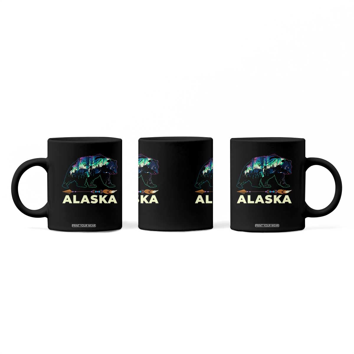 Alaska Coffee Mug Alaskan Night Sky Northern Lights Aurora Bear TS10 Print Your Wear
