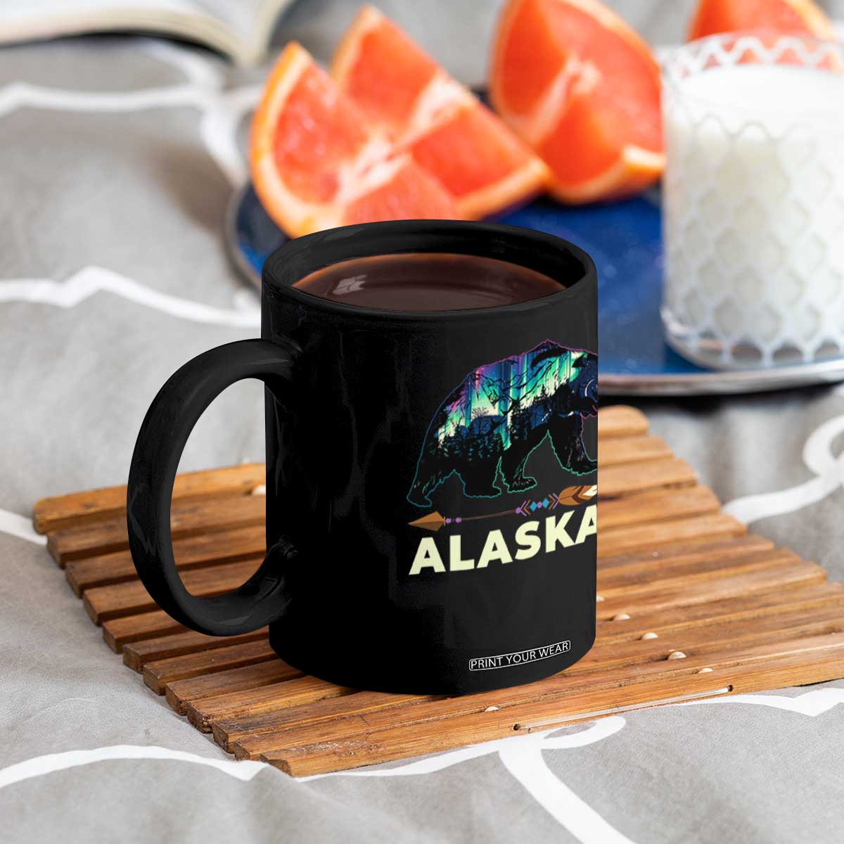 Alaska Coffee Mug Alaskan Night Sky Northern Lights Aurora Bear TS10 Print Your Wear