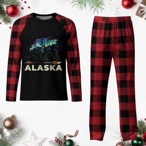 Alaska Plaid Pajama Set Alaskan Night Sky Northern Lights Aurora Bear TS10 Buffalo Plaid Print Your Wear