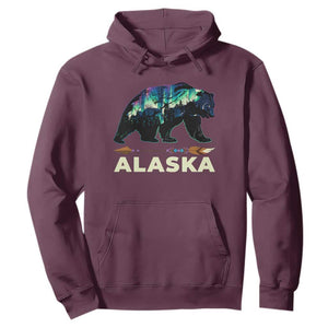 Alaska Hoodie Alaskan Night Sky Northern Lights Aurora Bear TS10 Maroon Print Your Wear