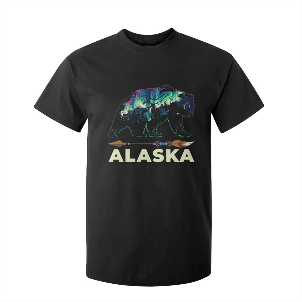 Alaska T Shirt For Kid Alaskan Night Sky Northern Lights Aurora Bear TS10 Black Print Your Wear