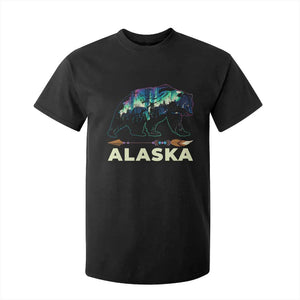 Alaska T Shirt For Kid Alaskan Night Sky Northern Lights Aurora Bear TS10 Black Print Your Wear