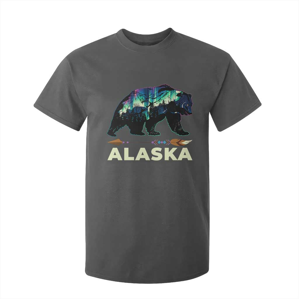 Alaska T Shirt For Kid Alaskan Night Sky Northern Lights Aurora Bear TS10 Dark Heather Print Your Wear