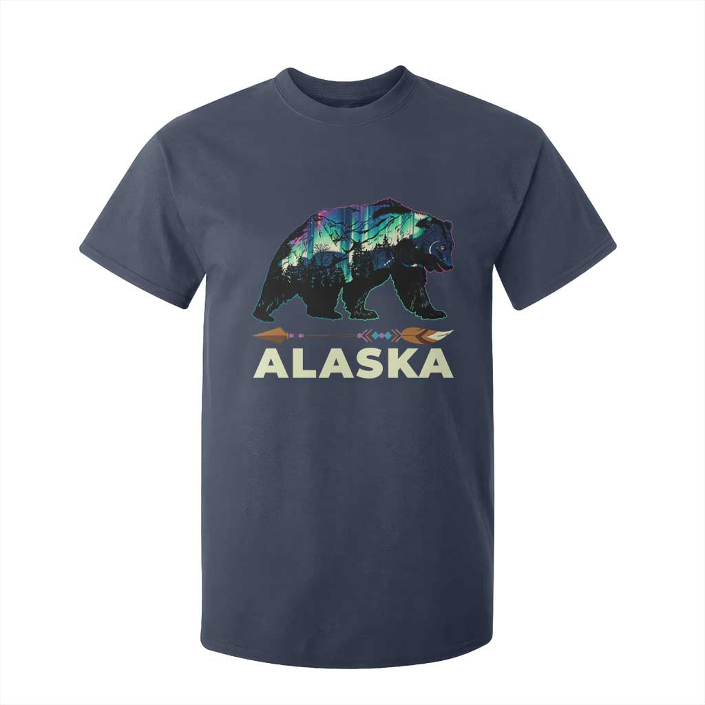 Alaska T Shirt For Kid Alaskan Night Sky Northern Lights Aurora Bear TS10 Navy Print Your Wear