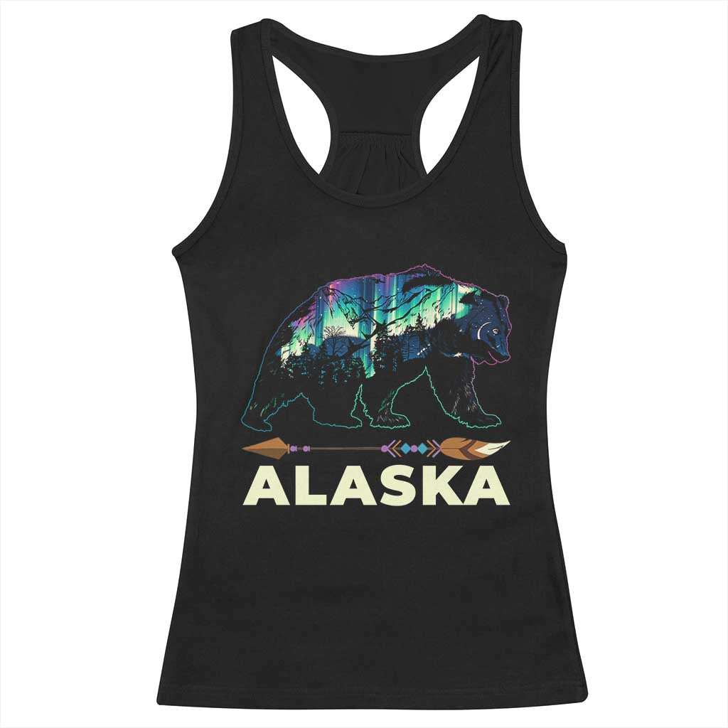 Alaska Racerback Tank Top Alaskan Night Sky Northern Lights Aurora Bear TS10 Black Print Your Wear
