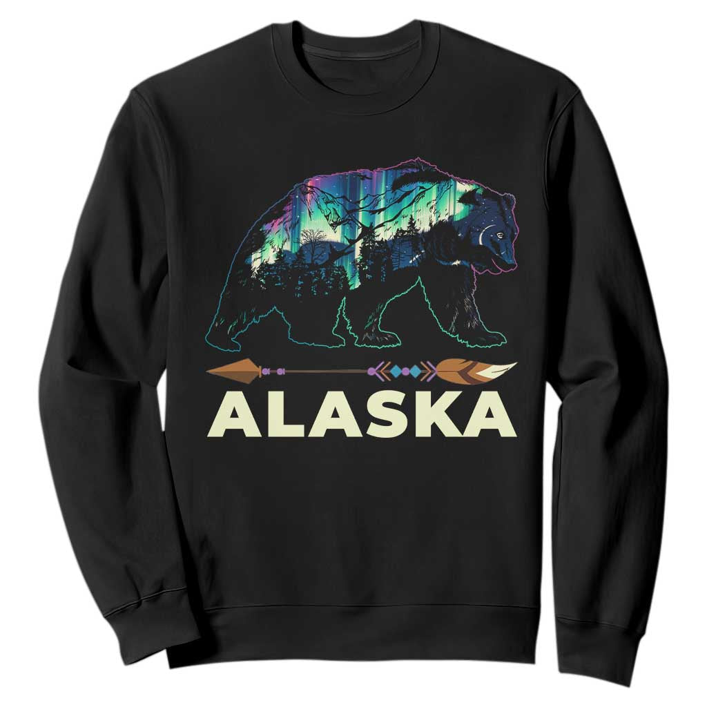 Alaska Sweatshirt Alaskan Night Sky Northern Lights Aurora Bear TS10 Black Print Your Wear