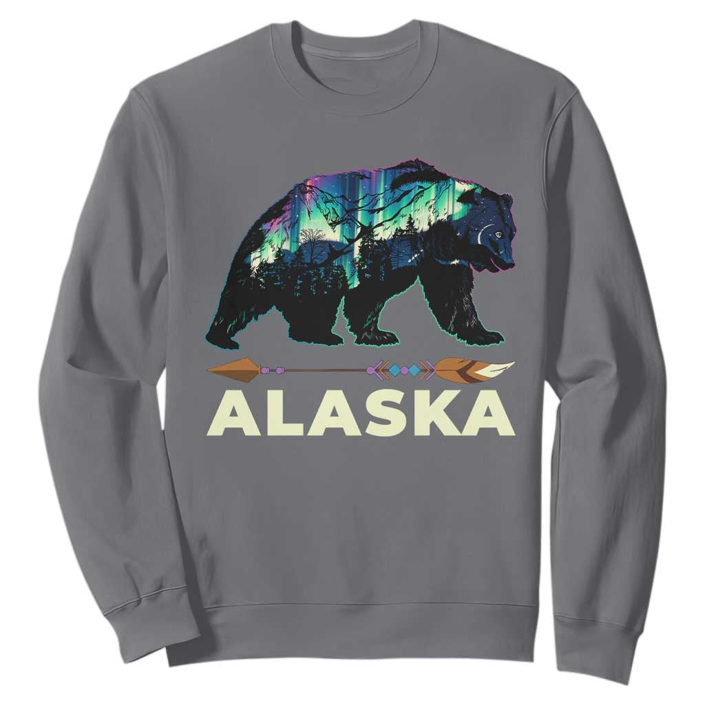 Alaska Sweatshirt Alaskan Night Sky Northern Lights Aurora Bear TS10 Charcoal Print Your Wear