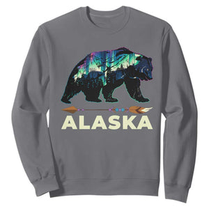 Alaska Sweatshirt Alaskan Night Sky Northern Lights Aurora Bear TS10 Charcoal Print Your Wear