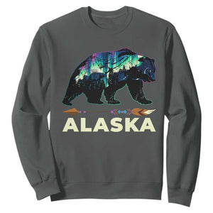 Alaska Sweatshirt Alaskan Night Sky Northern Lights Aurora Bear TS10 Dark Heather Print Your Wear
