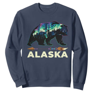 Alaska Sweatshirt Alaskan Night Sky Northern Lights Aurora Bear TS10 Navy Print Your Wear