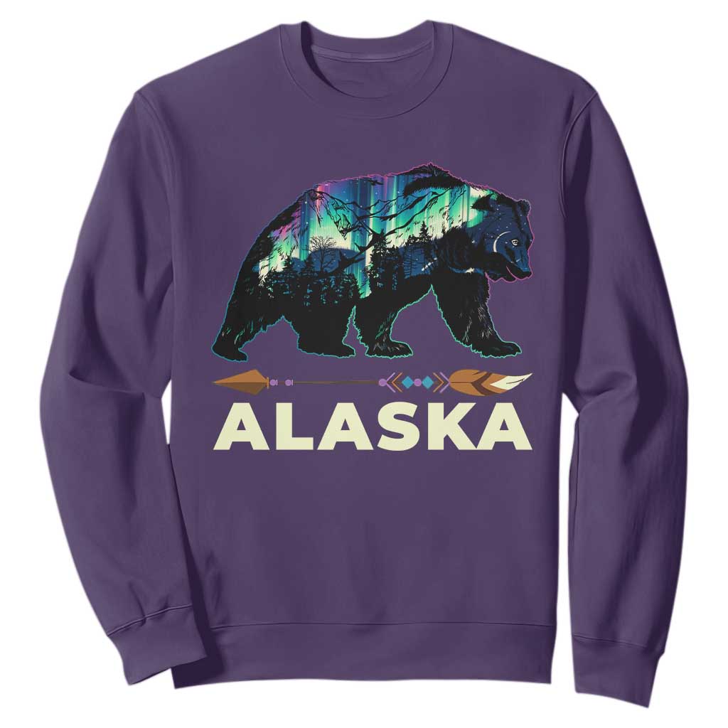Alaska Sweatshirt Alaskan Night Sky Northern Lights Aurora Bear TS10 Purple Print Your Wear