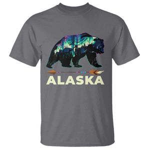 Alaska T Shirt Alaskan Night Sky Northern Lights Aurora Bear TS10 Charcoal Print Your Wear